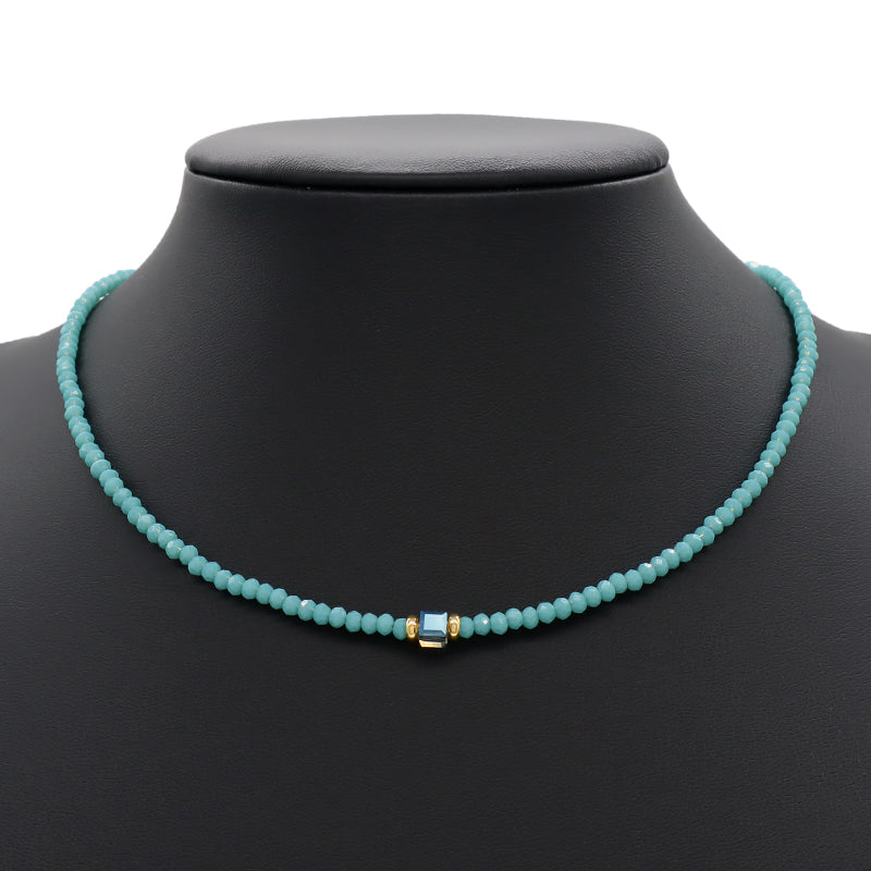 Handmade OEM Wholesale Fashion Customized Gold Plated Glass Crystal Necklace For Women Gift