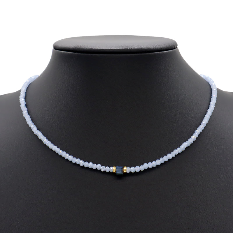 Handmade OEM Wholesale Fashion Customized Gold Plated Glass Crystal Necklace For Women Gift