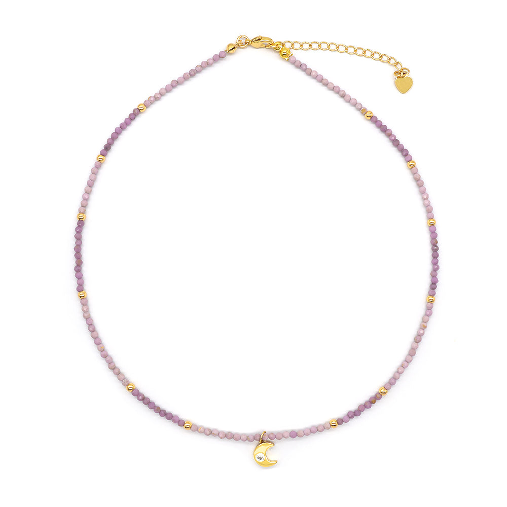 Handmade Custom CZ Brass Heart Pendant Natural Stone Beads Jewelry Necklace