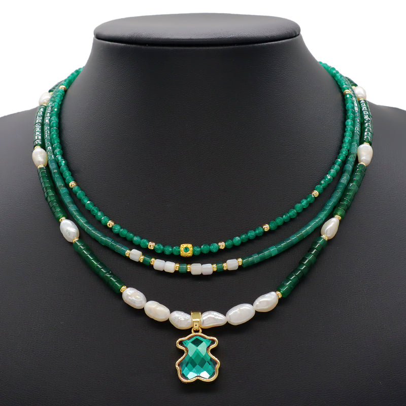 Design Wholesale Customized Simple Gold Plated Jewelry Handmade Natural Stone Beads Necklace