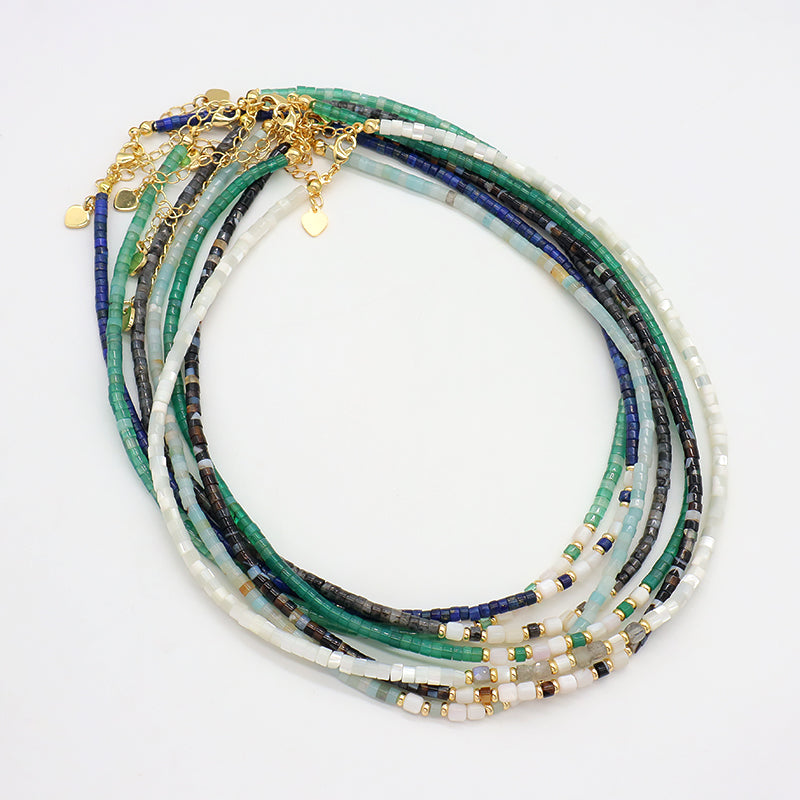Design Wholesale Customized Simple Gold Plated Jewelry Handmade Natural Stone Beads Necklace