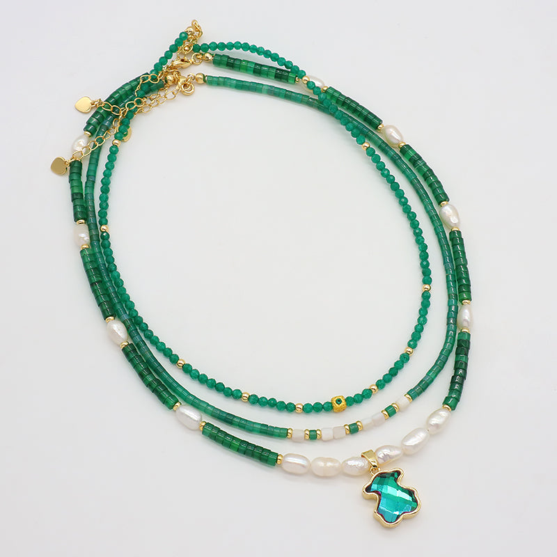 Design Wholesale Customized Simple Gold Plated Jewelry Handmade Natural Stone Beads Necklace