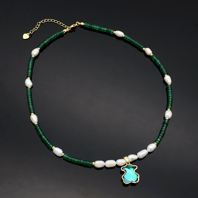OEM Wholesale Custom Trendy Fashion Handmade Custom Jewelry Natural Stone Gold Plated Pendant Necklace
