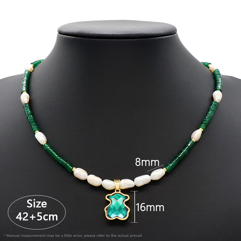OEM Wholesale Custom Trendy Fashion Handmade Custom Jewelry Natural Stone Gold Plated Pendant Necklace
