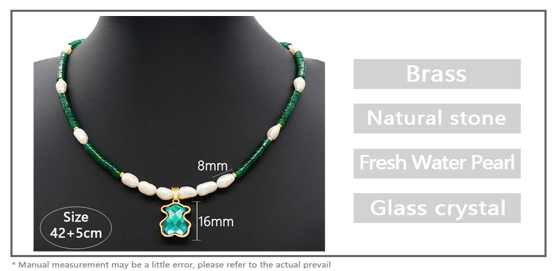OEM Wholesale Custom Trendy Fashion Handmade Custom Jewelry Natural Stone Gold Plated Pendant Necklace