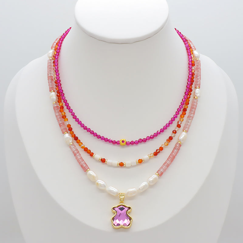 OEM Wholesale Custom Trendy Fashion Handmade Custom Jewelry Natural Stone Gold Plated Pendant Necklace