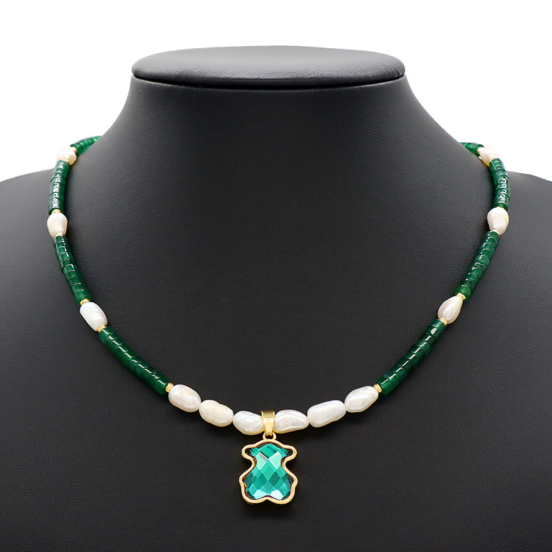 OEM Wholesale Custom Trendy Fashion Handmade Custom Jewelry Natural Stone Gold Plated Pendant Necklace
