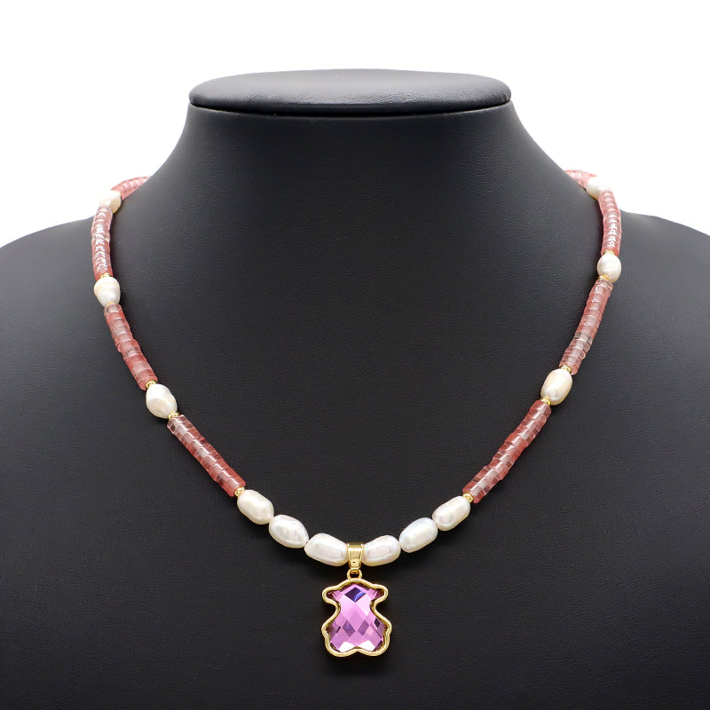OEM Wholesale Custom Trendy Fashion Handmade Custom Jewelry Natural Stone Gold Plated Pendant Necklace