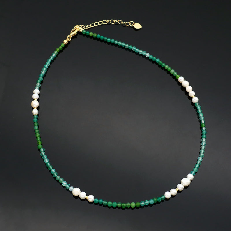 Handmade Wholesale Women OEM Customized Fashion Gold Plated Charm Elastic Fresh Water Pearl Natural Stone Beads Bracelet