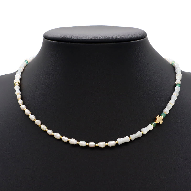 Custom Trendy Handmade Natural Stone Beads Jewelry Fresh Water Pearl Necklace