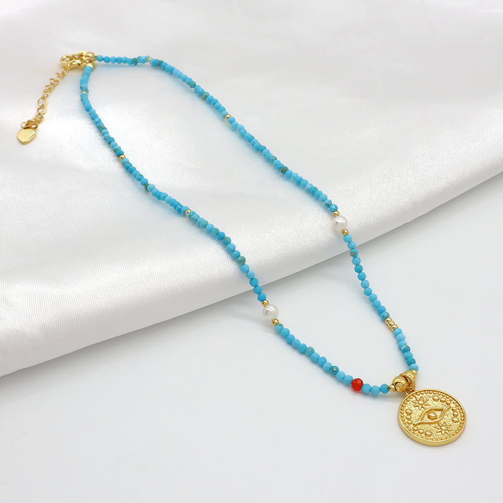 Natural Stone Beads Pendant Necklace