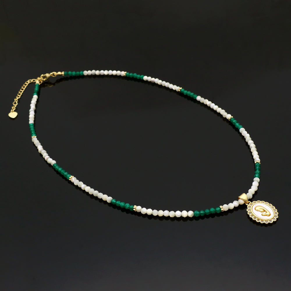 Handmade Shell Pendant Natural Stone Beads Necklace