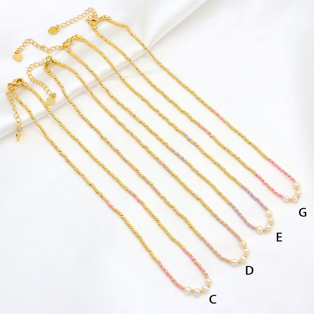 Handmade Colorful Miyuki Brass Beads Necklace