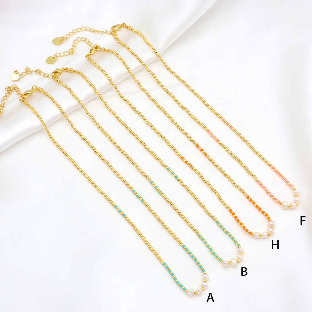 Handmade Colorful Miyuki Brass Beads Necklace