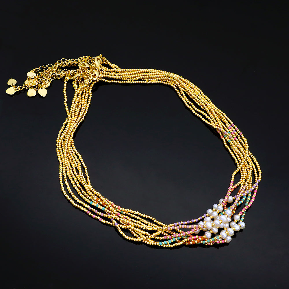 Handmade Colorful Miyuki Brass Beads Necklace