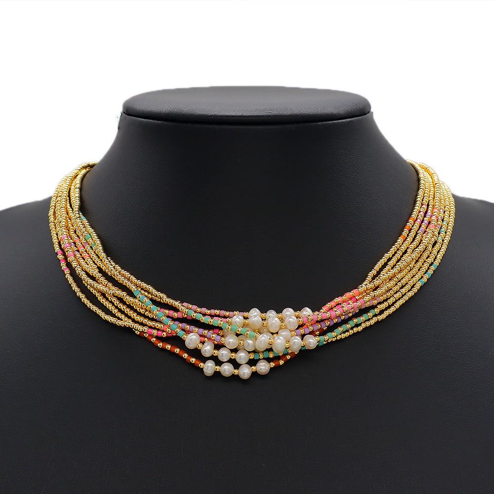 Handmade Colorful Miyuki Brass Beads Necklace