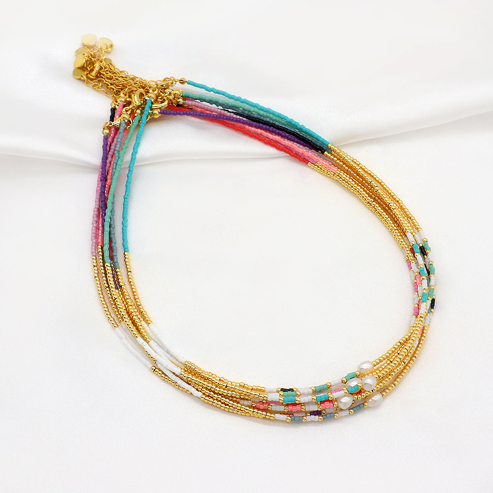 Custom Handmade 925 Sterling Silver Colorful Miyuki Beads Necklace