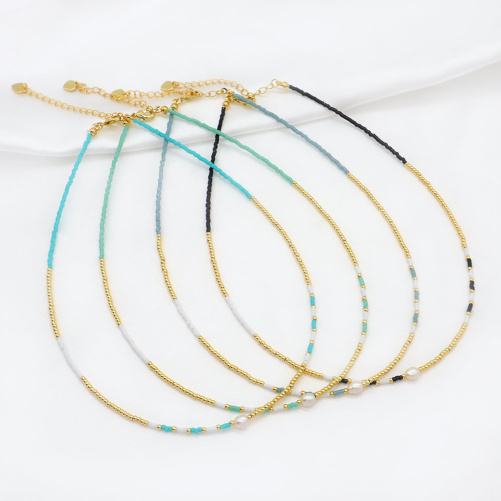Custom Handmade 925 Sterling Silver Colorful Miyuki Beads Necklace