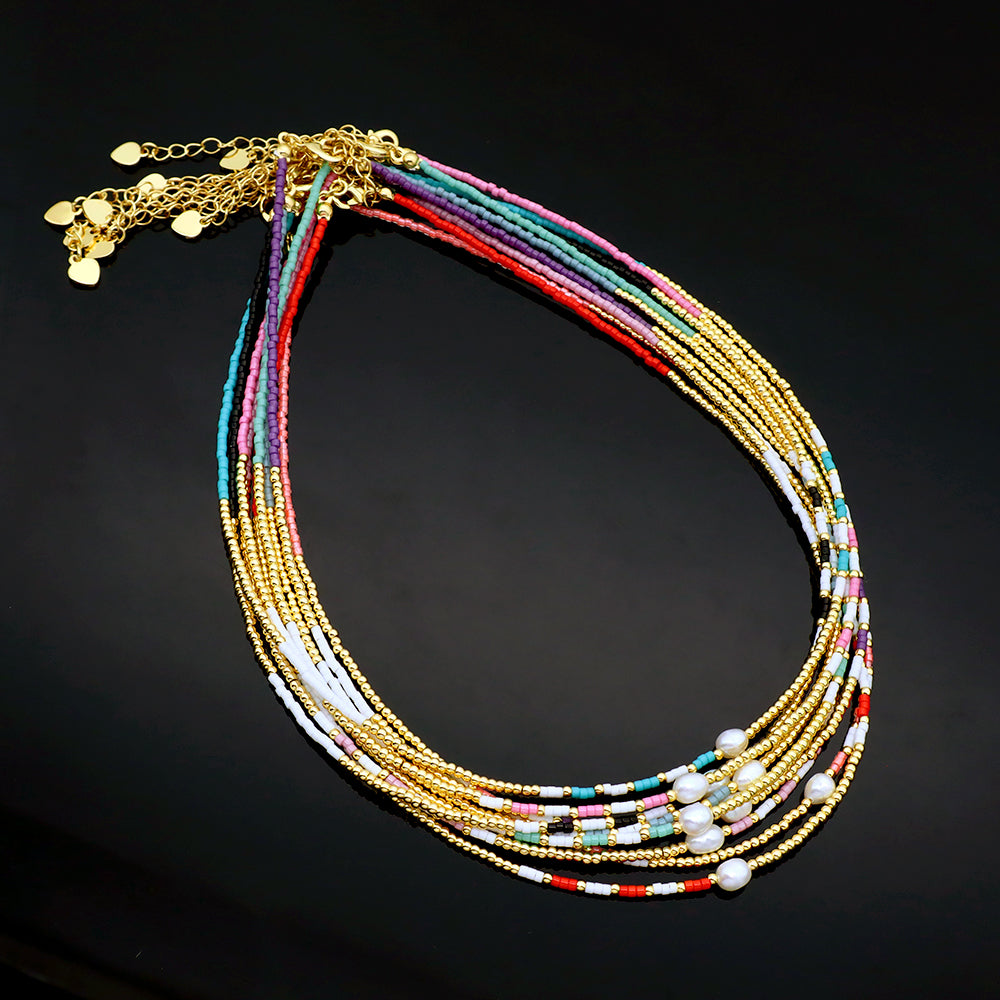 Custom Handmade 925 Sterling Silver Colorful Miyuki Beads Necklace