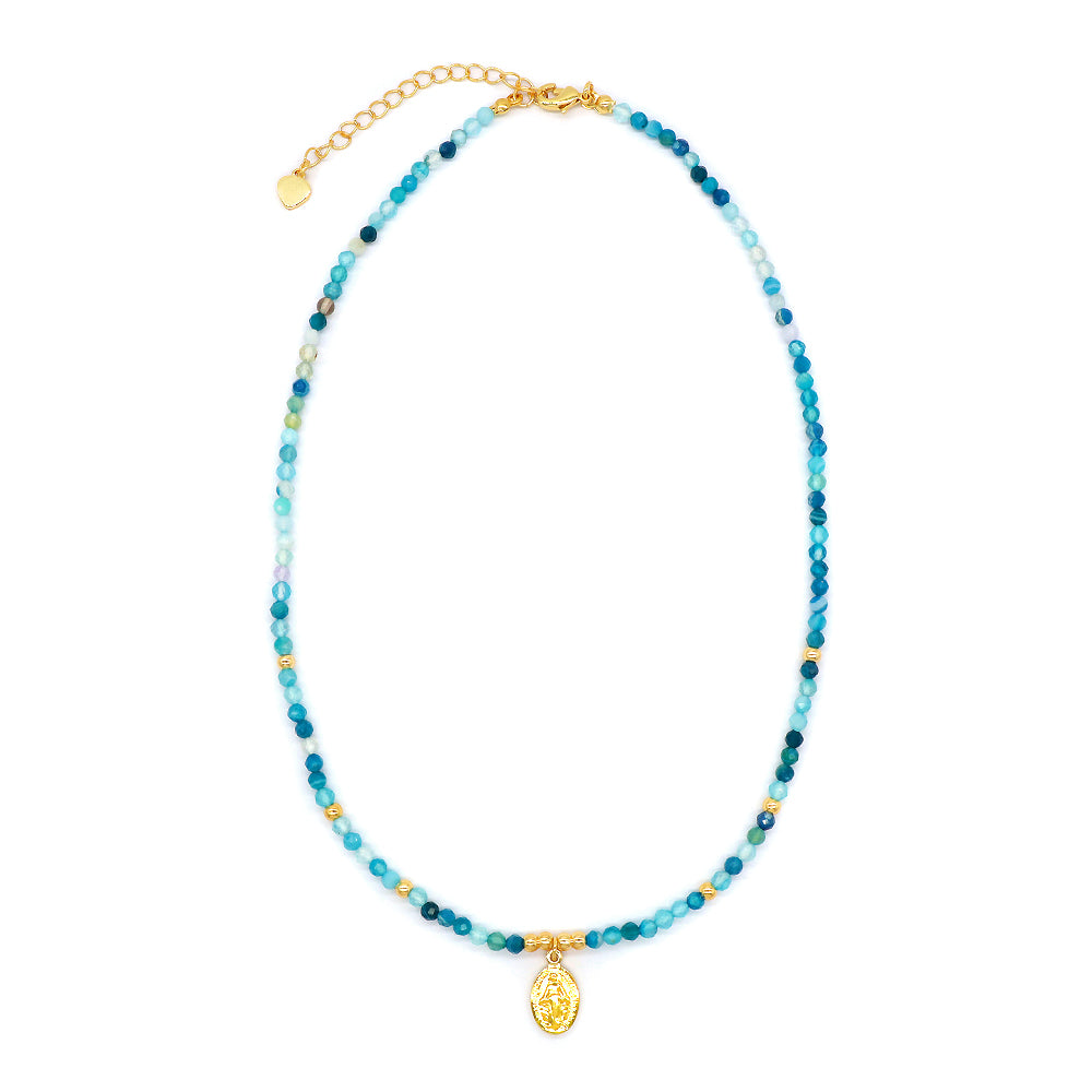 Customized Handmade Gold Plated 925 Sterling Silver Pendant Natural Stone Beads Necklace