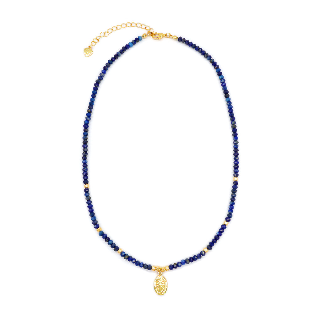 Customized Handmade Gold Plated 925 Sterling Silver Pendant Natural Stone Beads Necklace