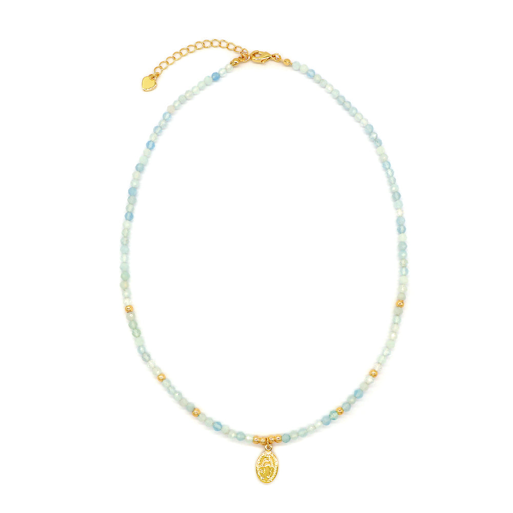 Customized Handmade Gold Plated 925 Sterling Silver Pendant Natural Stone Beads Necklace
