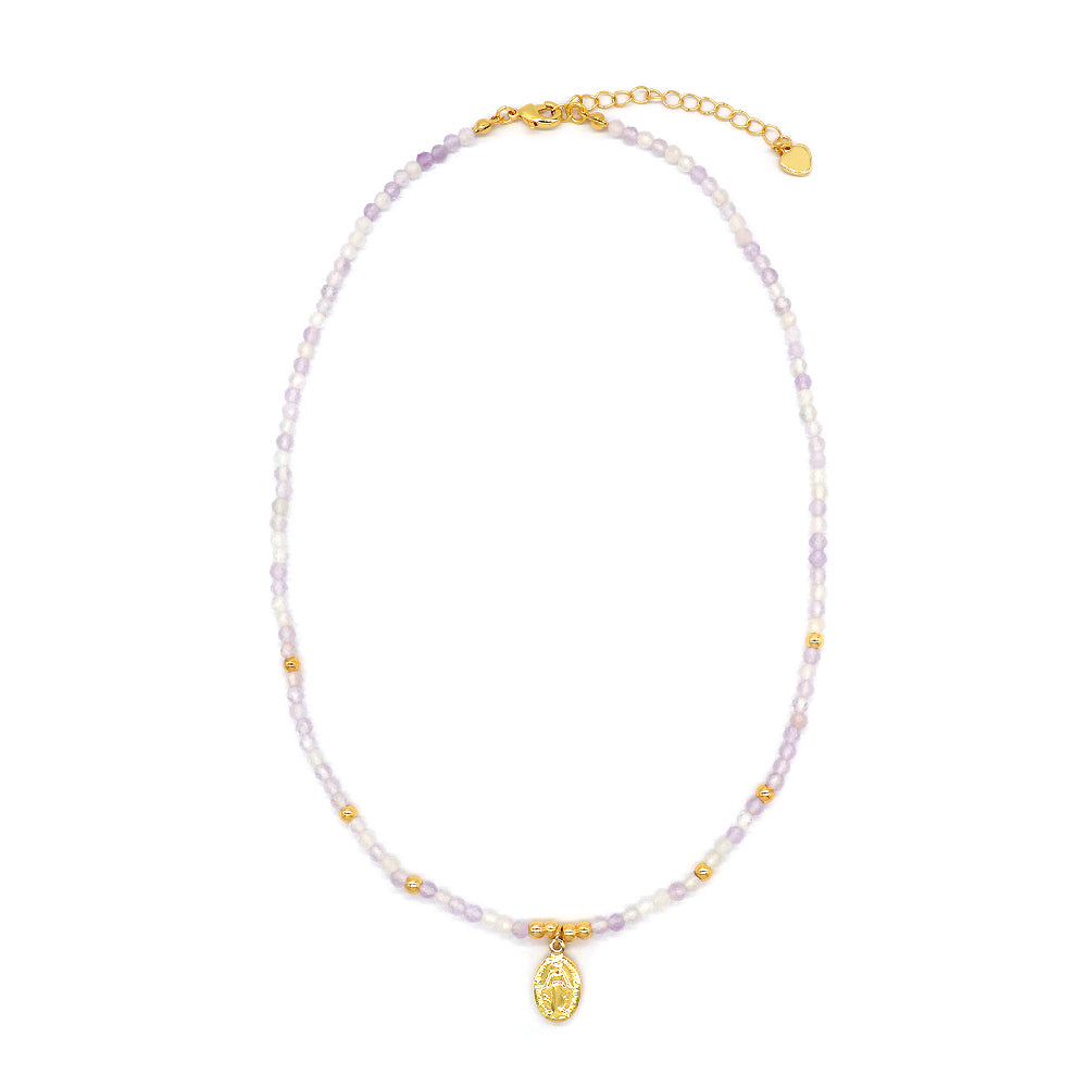Customized Handmade Gold Plated 925 Sterling Silver Pendant Natural Stone Beads Necklace