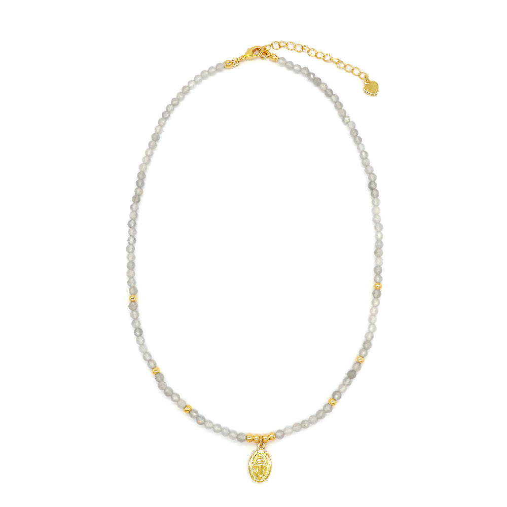 Customized Handmade Gold Plated 925 Sterling Silver Pendant Natural Stone Beads Necklace