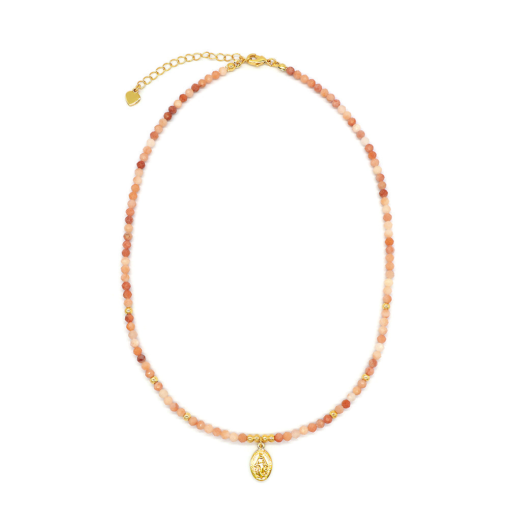 Customized Handmade Gold Plated 925 Sterling Silver Pendant Natural Stone Beads Necklace