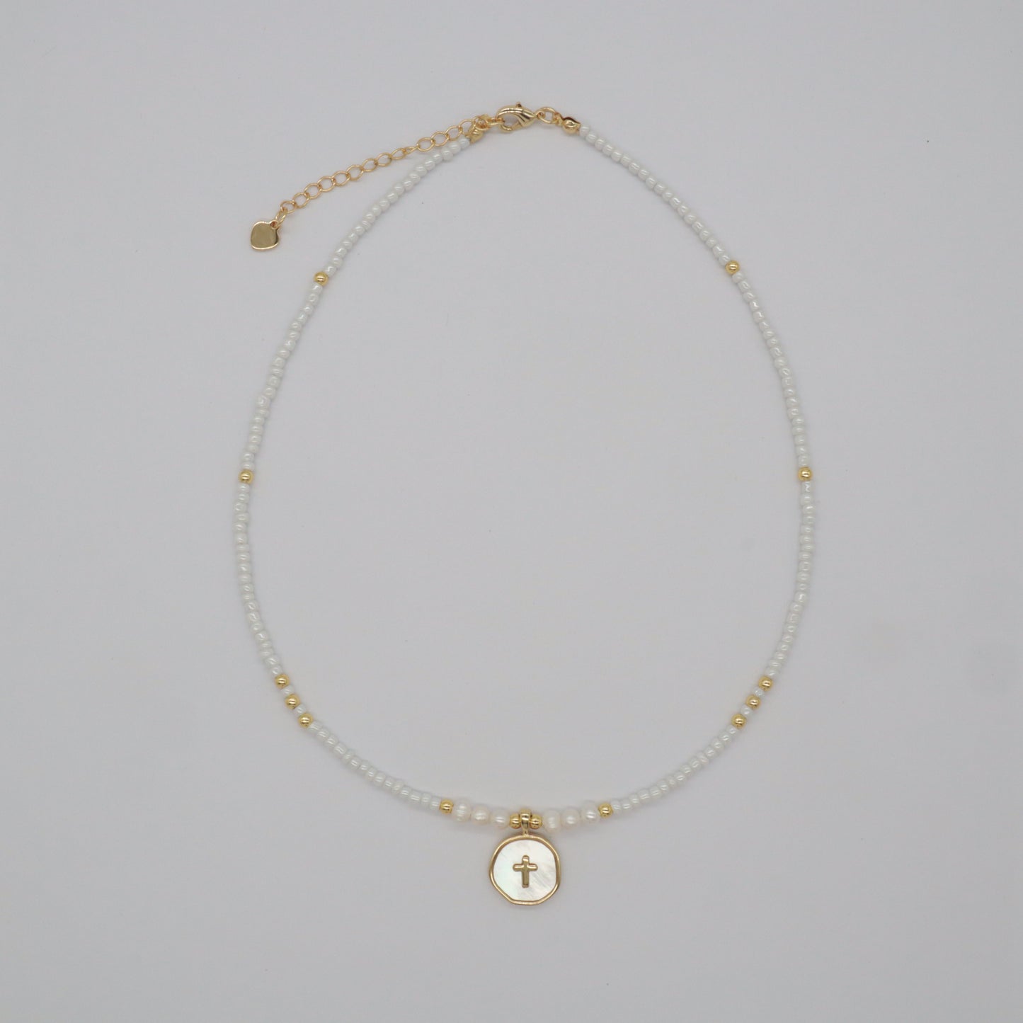 Custom Handmade Gold Plated Shell Pendant Fresh Water Pearl Seed Beads Necklace