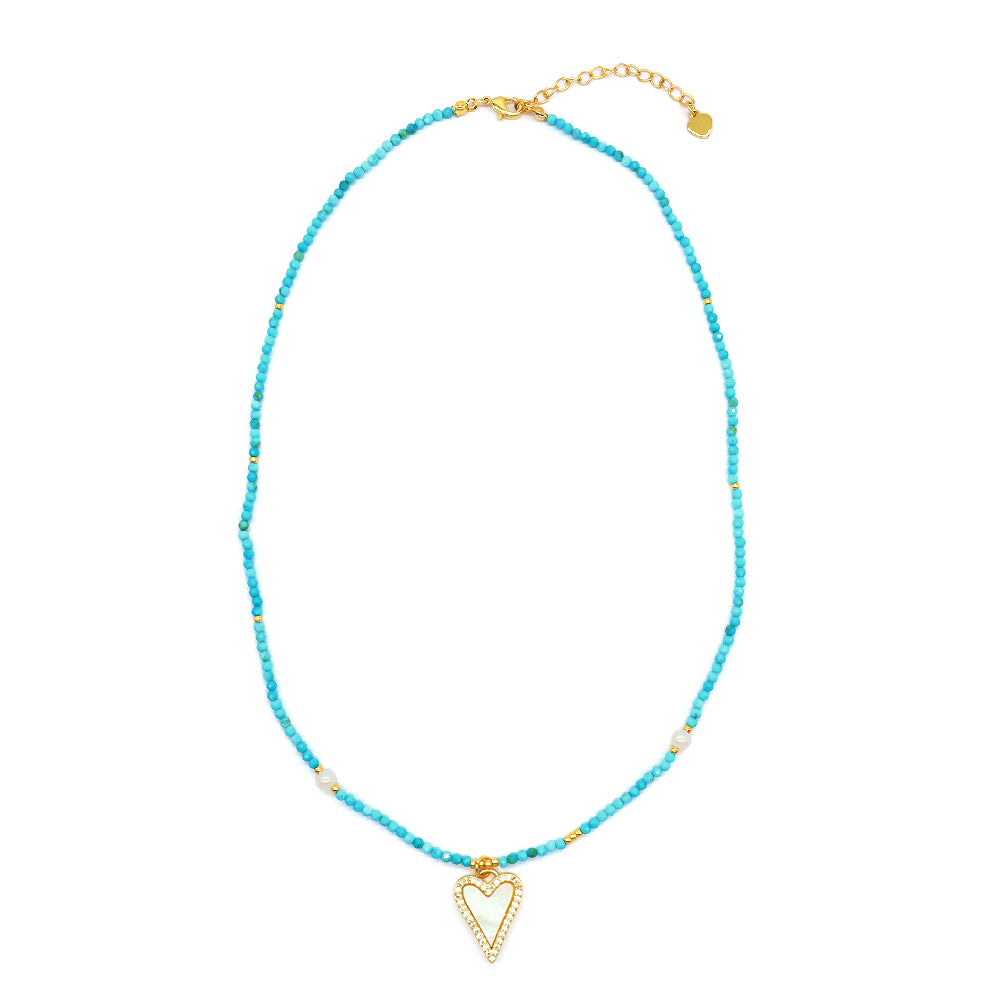 Handmade Custom Natural Stone Necklace With Pendant Fresh Water Pearl Necklace