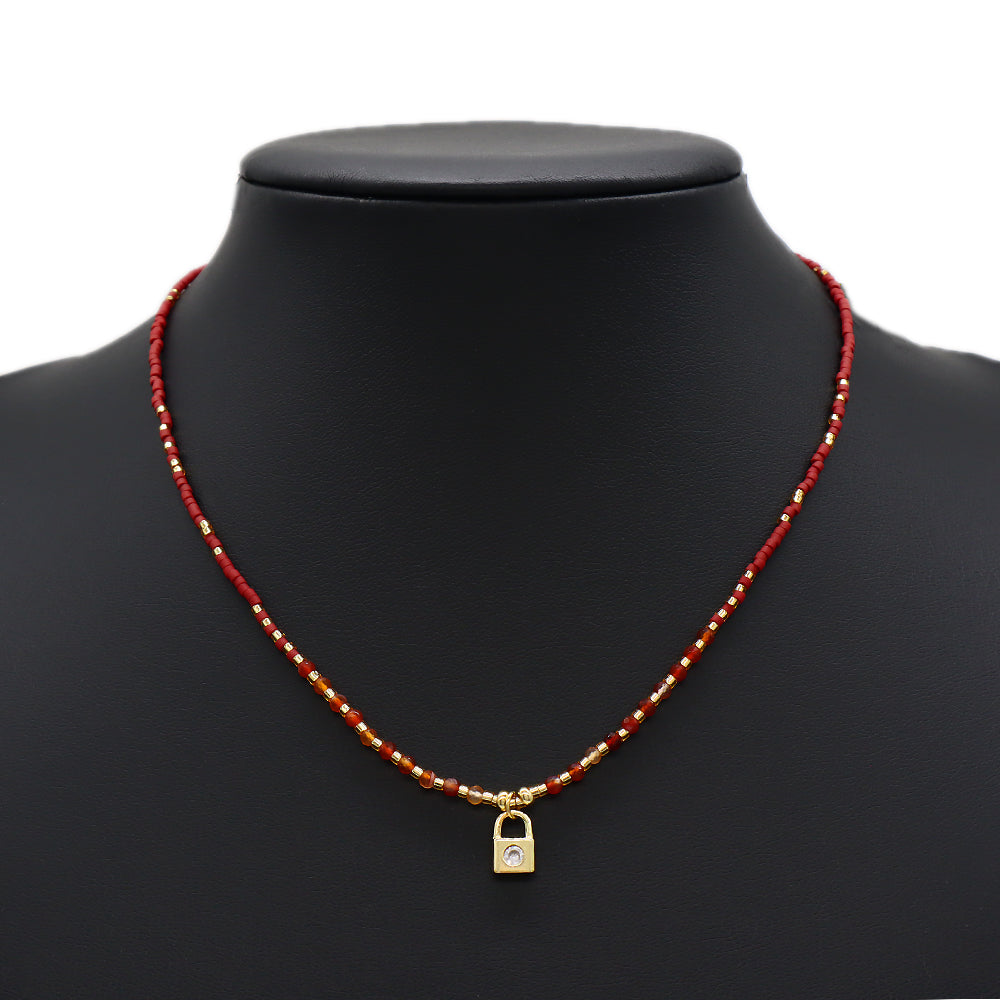 Handmade Custom Brass With Enamel Pendant Necklace With Chain Necklace