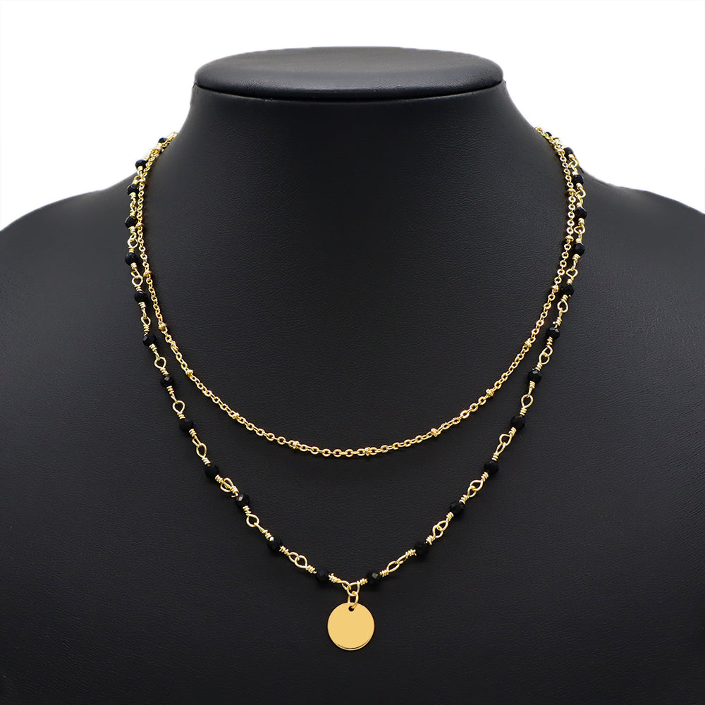 Handmade Custom Natural Stone Double Layer With Pendant Necklace