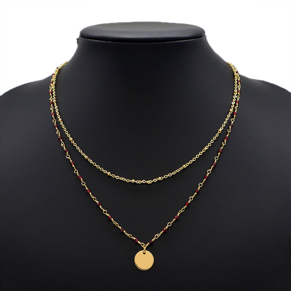 Handmade Custom Natural Stone Double Layer With Pendant Necklace