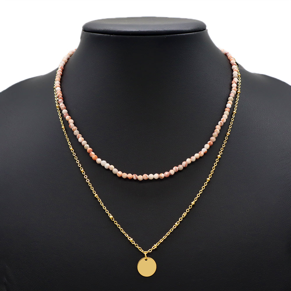 Handmade Custom Natural Stone Double Layer With Pendant Necklace