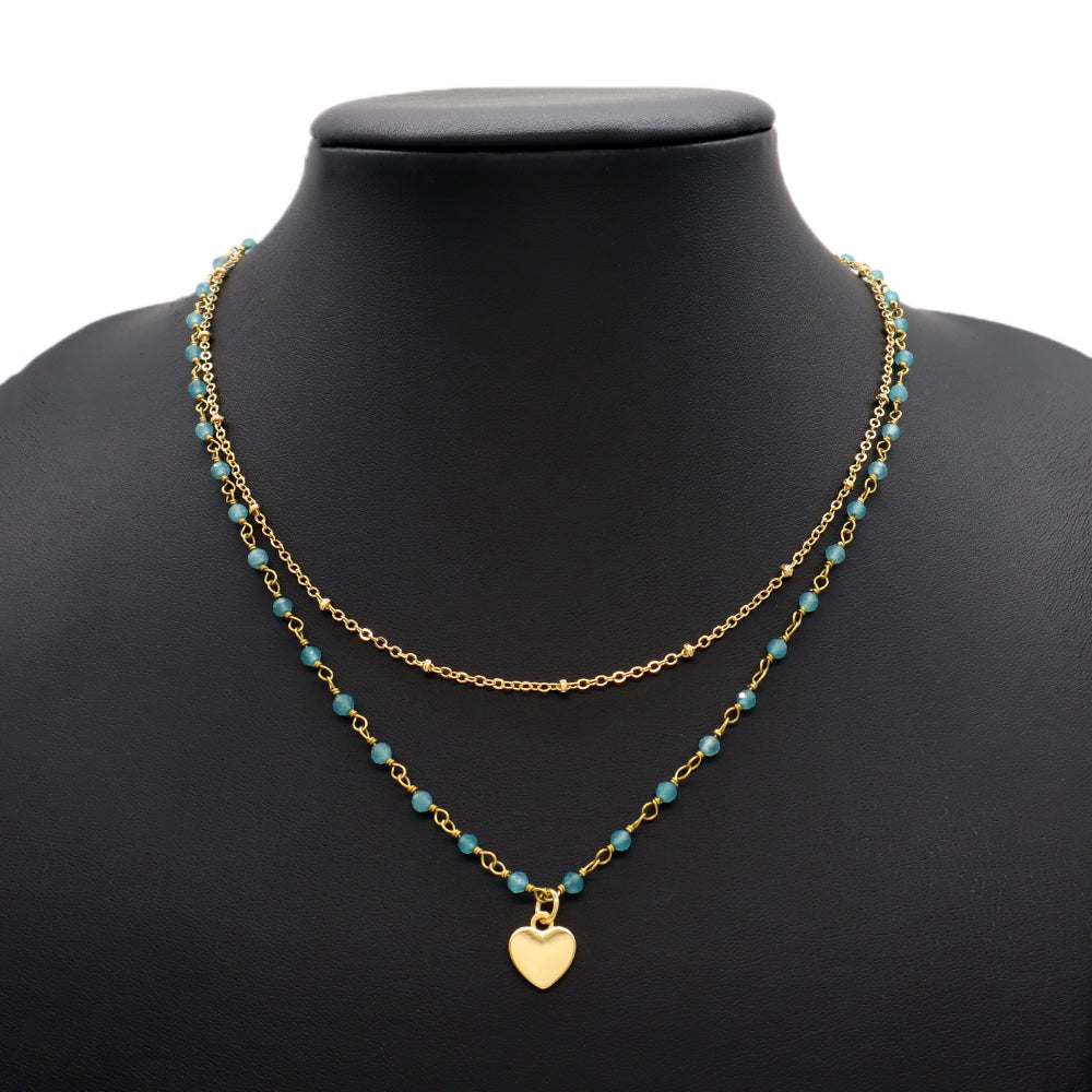 Handmade Custom Natural Stone Double Layer With Pendant Necklace