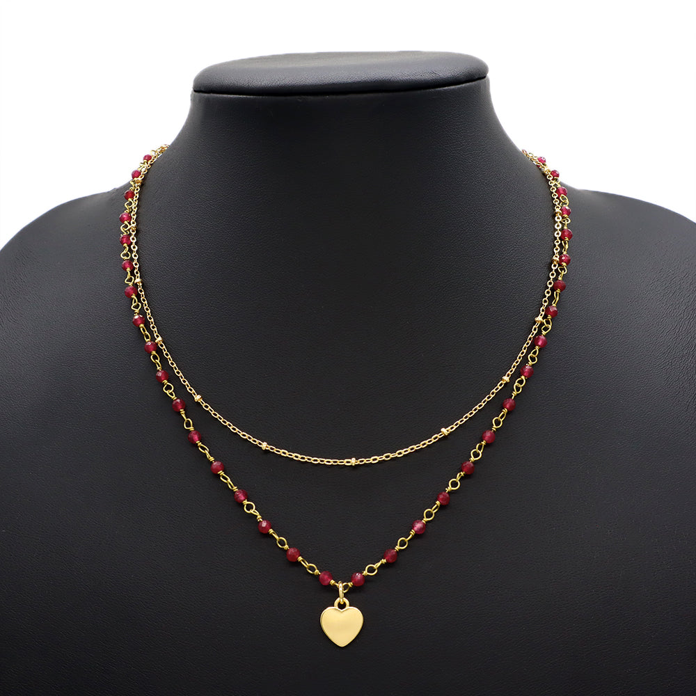 Handmade Custom Natural Stone Double Layer With Pendant Necklace