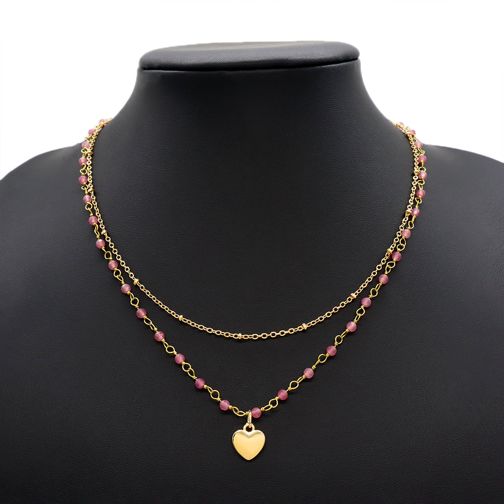 Handmade Custom Natural Stone Double Layer With Pendant Necklace