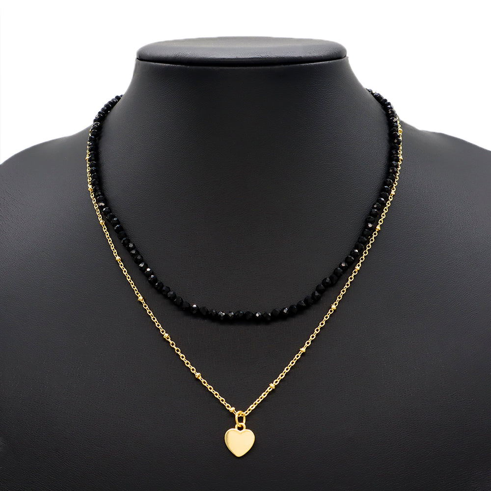Handmade Custom Brass With Pendant Natural Stone Double Layer Necklace