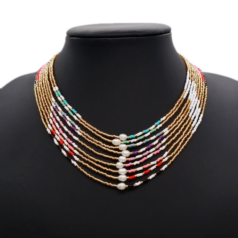 Handmade Custom Miyuki Necklace With Fresh Water Pearl Stainless Steel Necklace