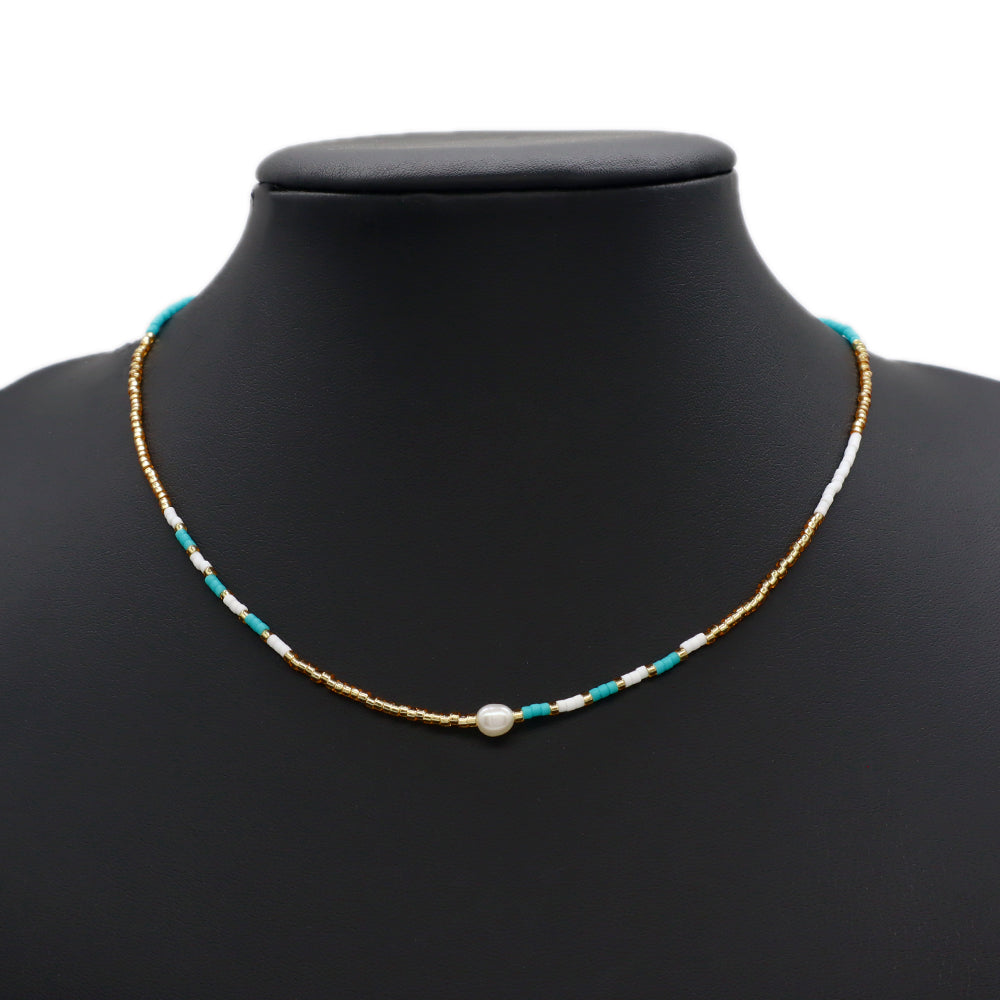 Handmade Custom Miyuki Necklace With Fresh Water Pearl Stainless Steel Necklace
