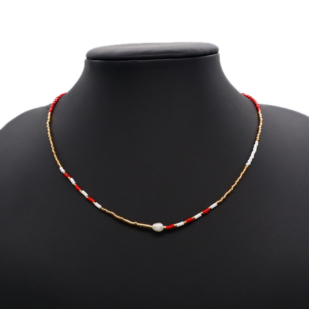 Handmade Custom Miyuki Necklace With Fresh Water Pearl Stainless Steel Necklace