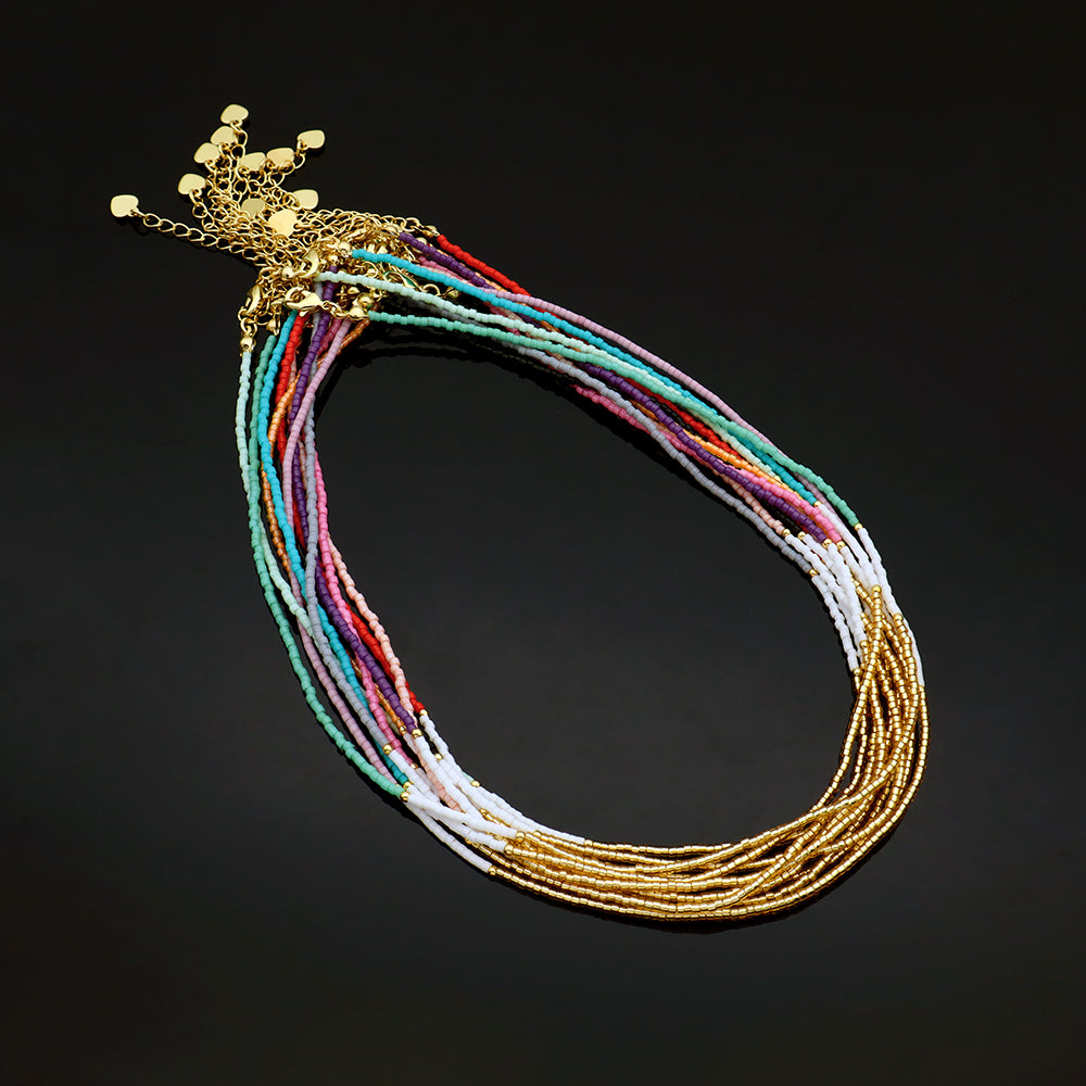 Handmade Custom Miyuki Necklace With Brass Beads Necklace