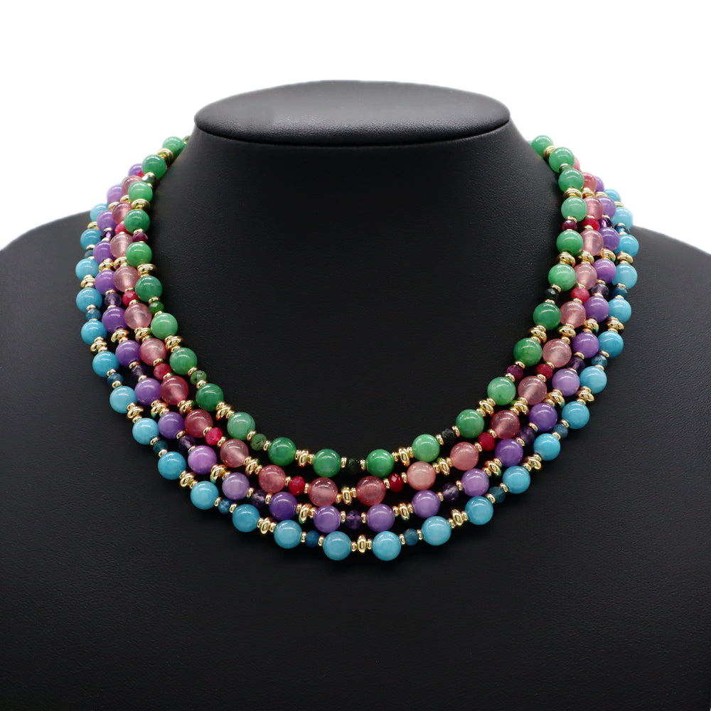 Handmade Custom Brass With Natural Stone Gold Plated Necklace