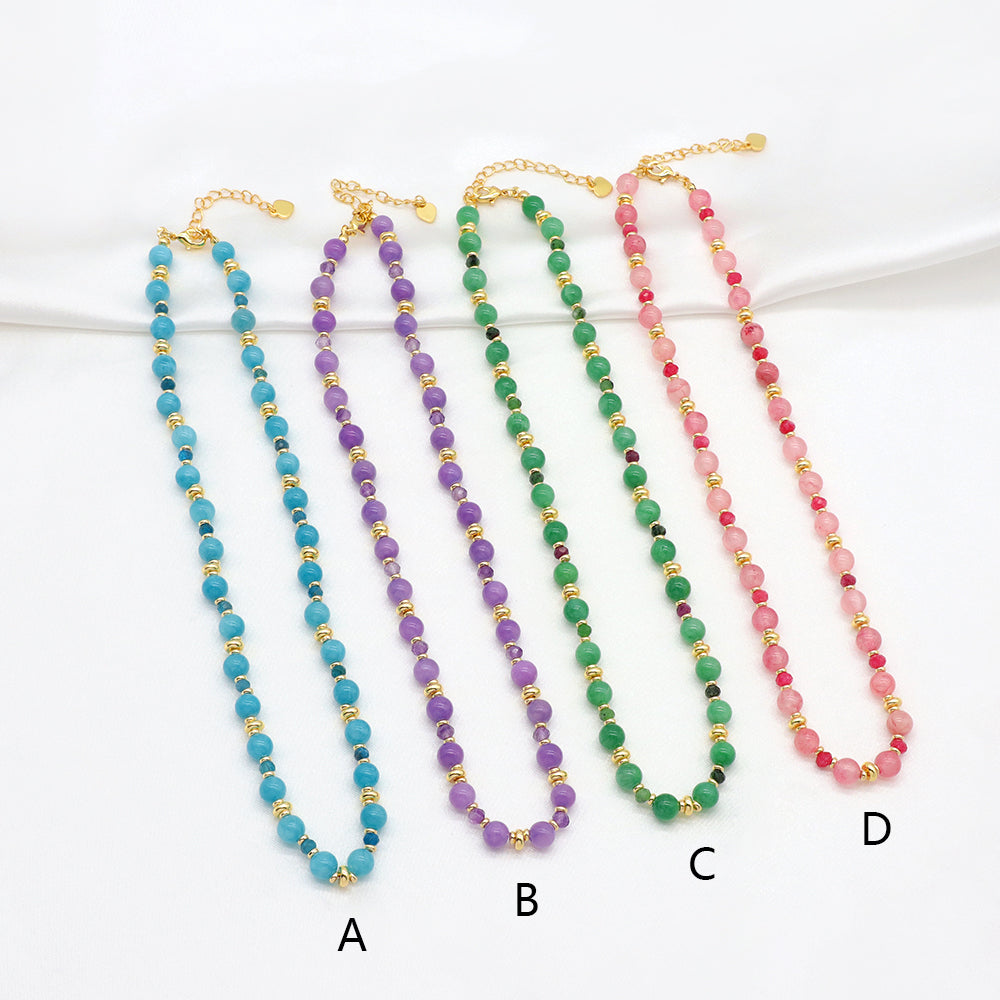 Handmade Custom Brass With Natural Stone Gold Plated Necklace