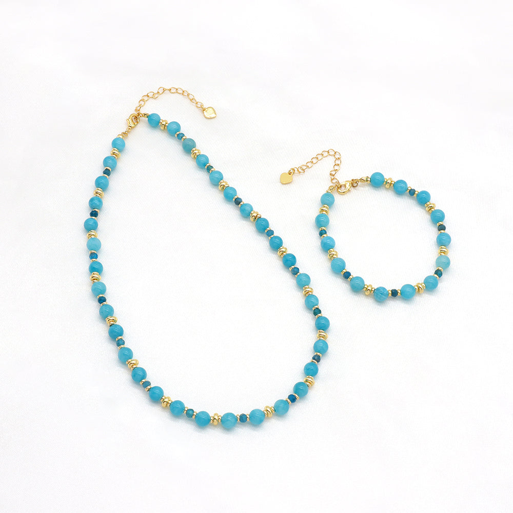 Handmade Custom Brass With Natural Stone Gold Plated Necklace