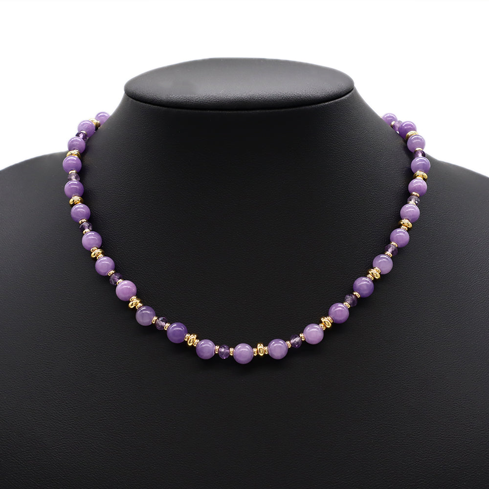 Handmade Custom Brass With Natural Stone Gold Plated Necklace