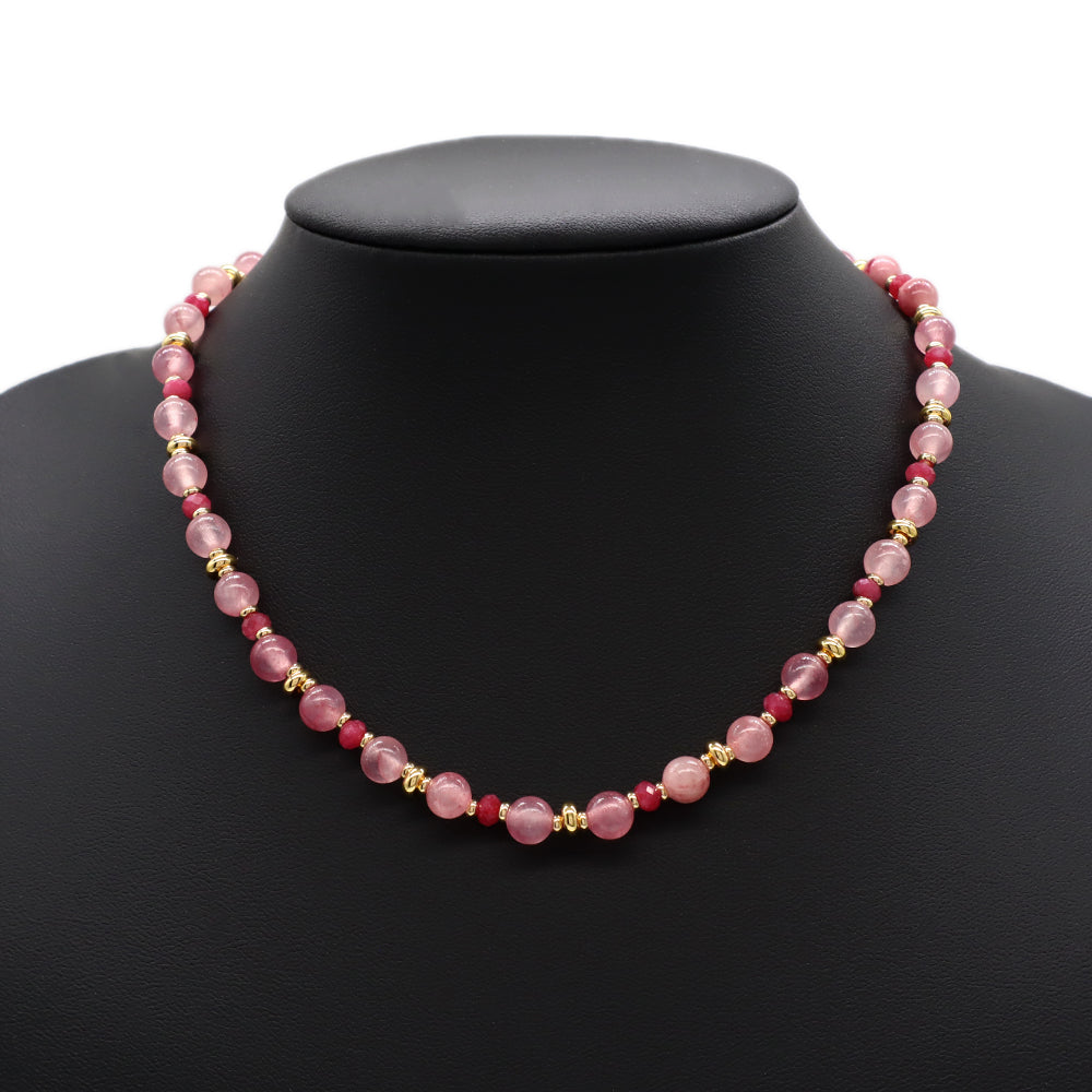 Handmade Custom Brass With Natural Stone Gold Plated Necklace