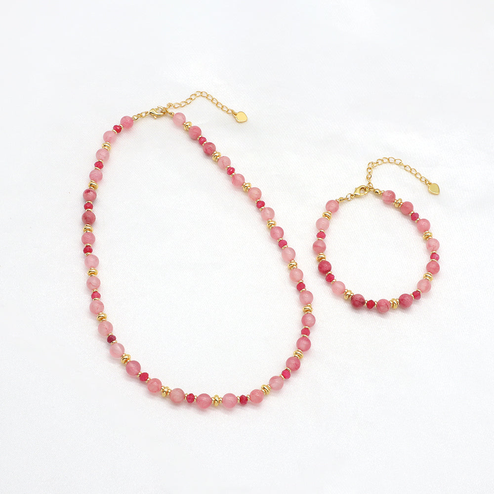 Handmade Custom Brass With Natural Stone Gold Plated Necklace