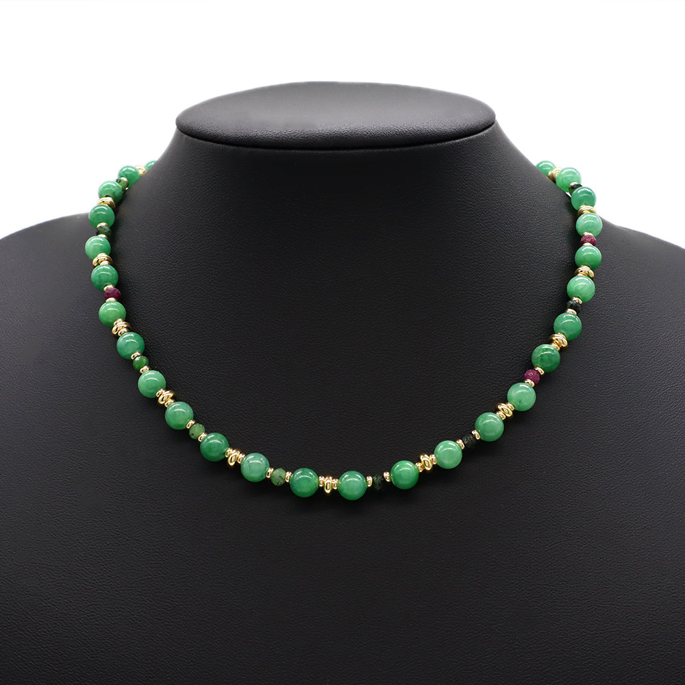 Handmade Custom Brass With Natural Stone Gold Plated Necklace
